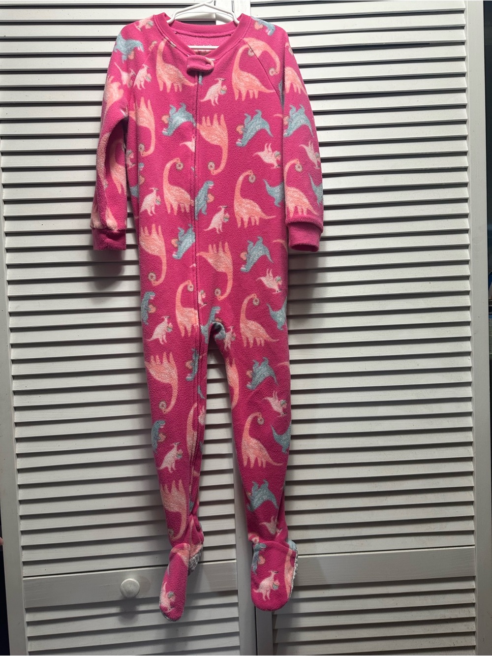 Carter's Pink Dinosaur Fleece Footed One-Piece
